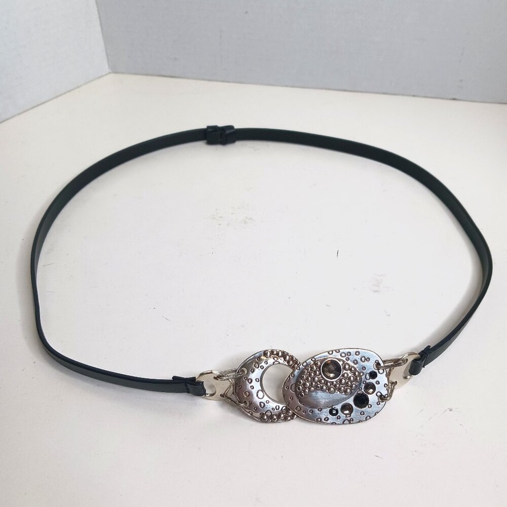 Chico's Vintage Women's Belt Size SM Skinny Buckle Belt Black Leather